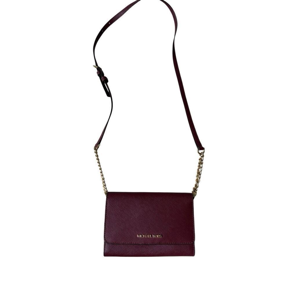 NWOT Michael Kors Crossbody Bag Purse Wallet Chain Burgundy Purple